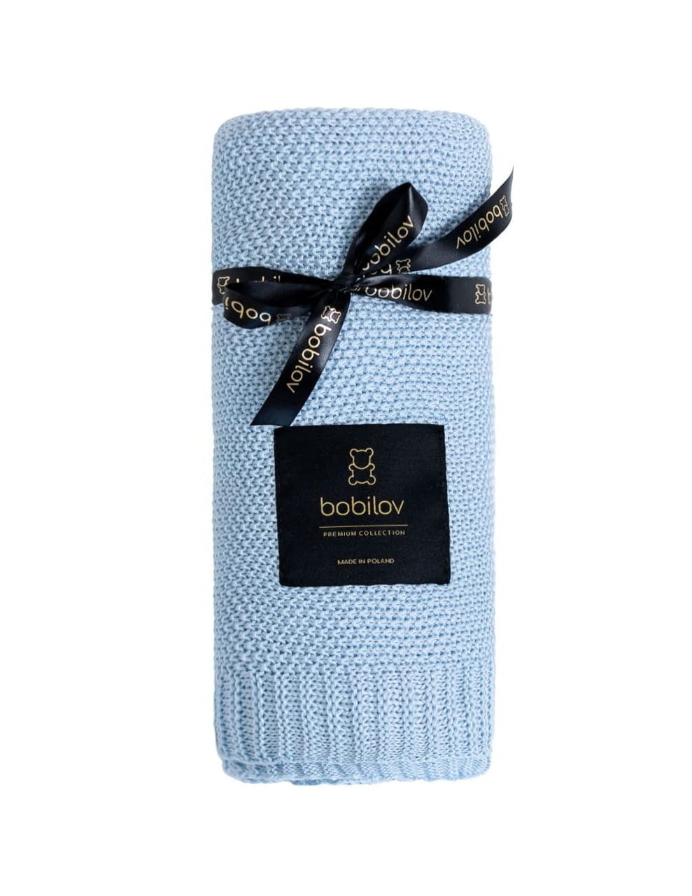 Gestrickte Bambus Babydecke Kuscheldecke Tagesdecke blau BOBILOV