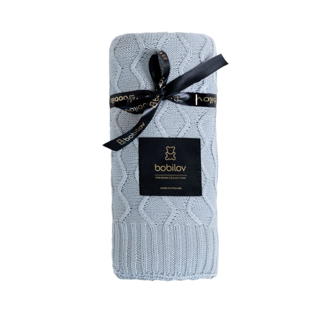 Gestrickte Bambus Babydecke Kuscheldecke Tagesdecke grau BOBILOV