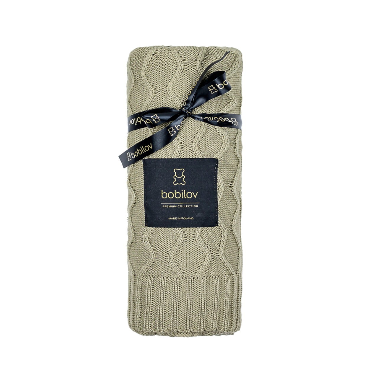 Gestrickte Bambus Babydecke Kuscheldecke Tagesdecke khaki BOBILOV