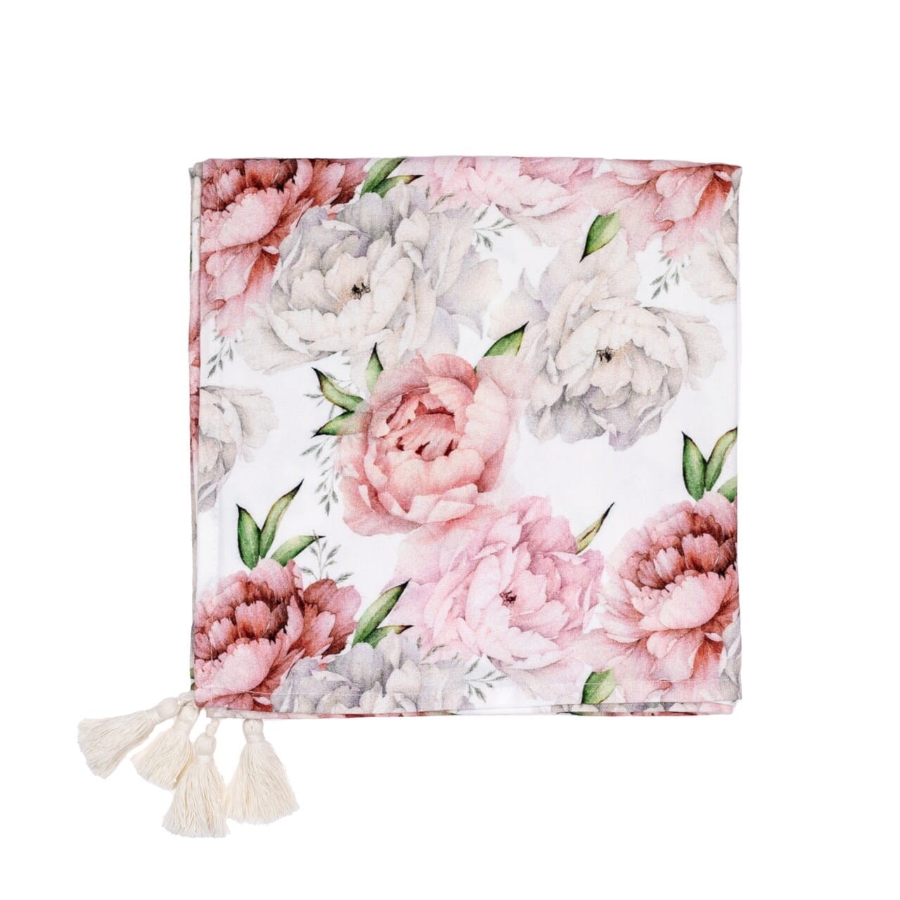 Bio Baby Bambuswickel mit Fransen Blumen Premium Organic Collection BOBILOV