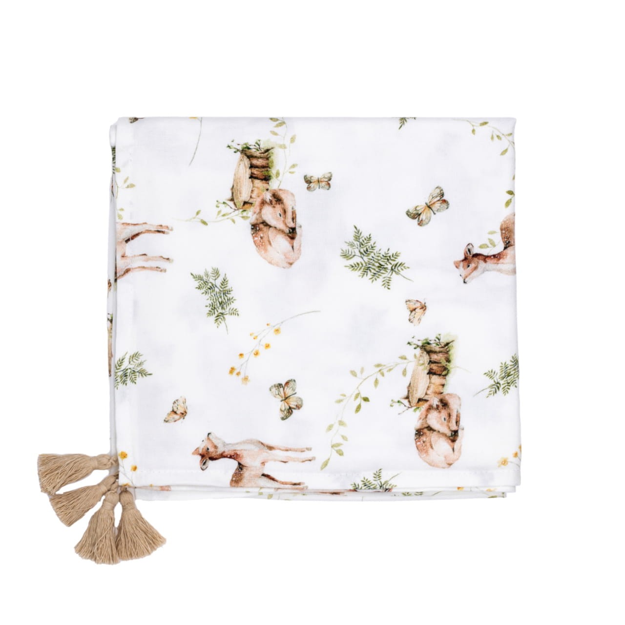 Bio Baby Bambuswickel mit Fransen Rehkitze Premium Organic Collection BOBILOV