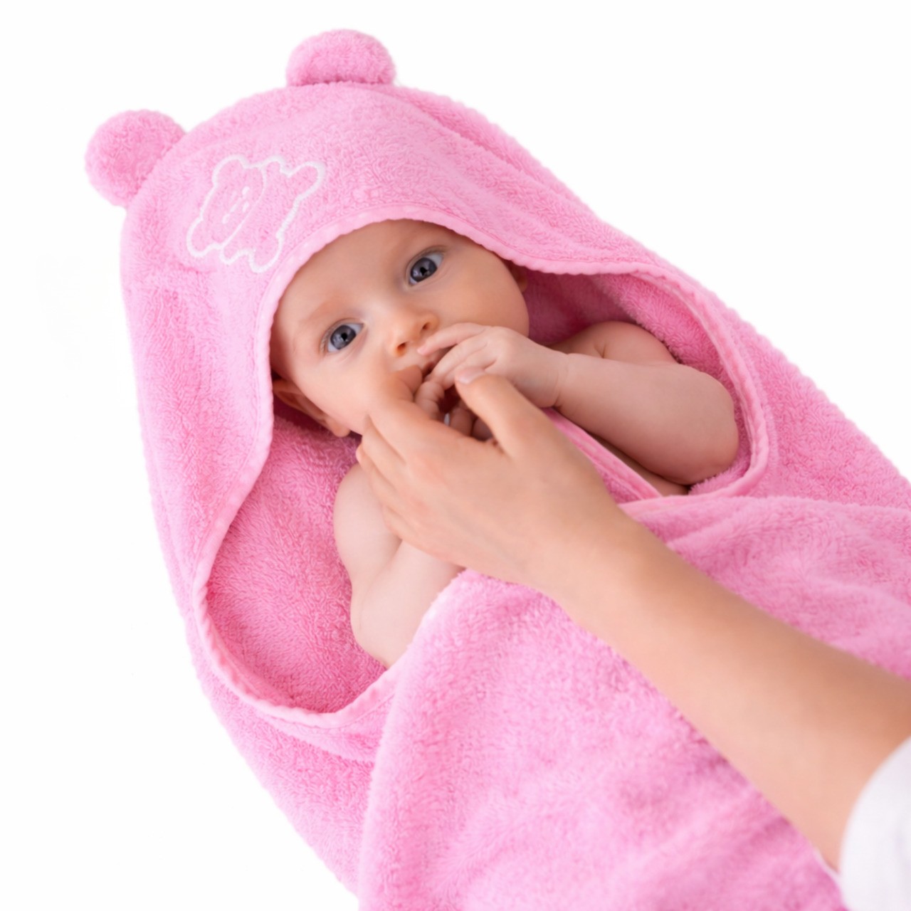 Baby Säugling Bademantel Frotte 100% Baumwolle rosa 85x85 cm BOBILOV