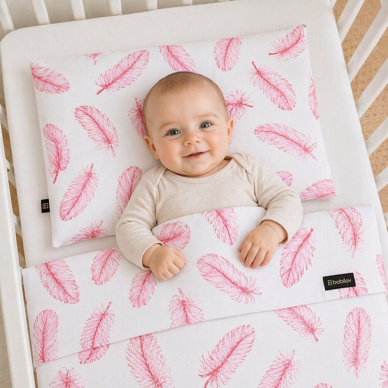 BIO Baumwolle Baby Bettdecke und Kissen mit Füllung Set BOBILOV