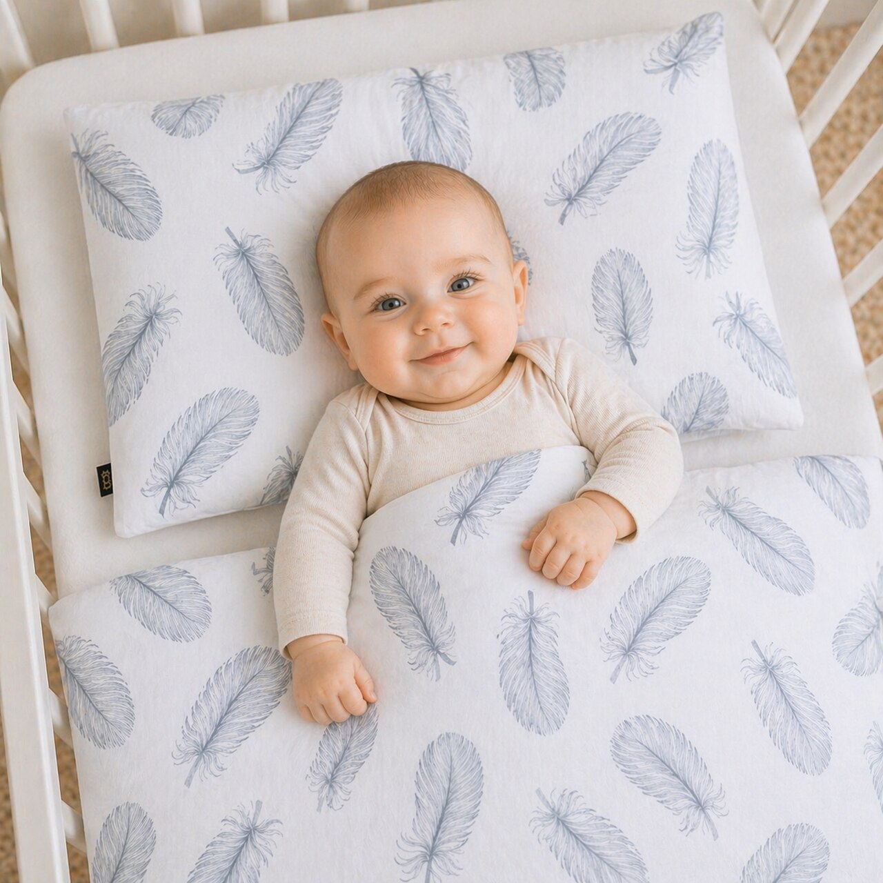 BIO Baumwolle Baby  Bettdecke und Kissen mit Füllung Set BOBILOV