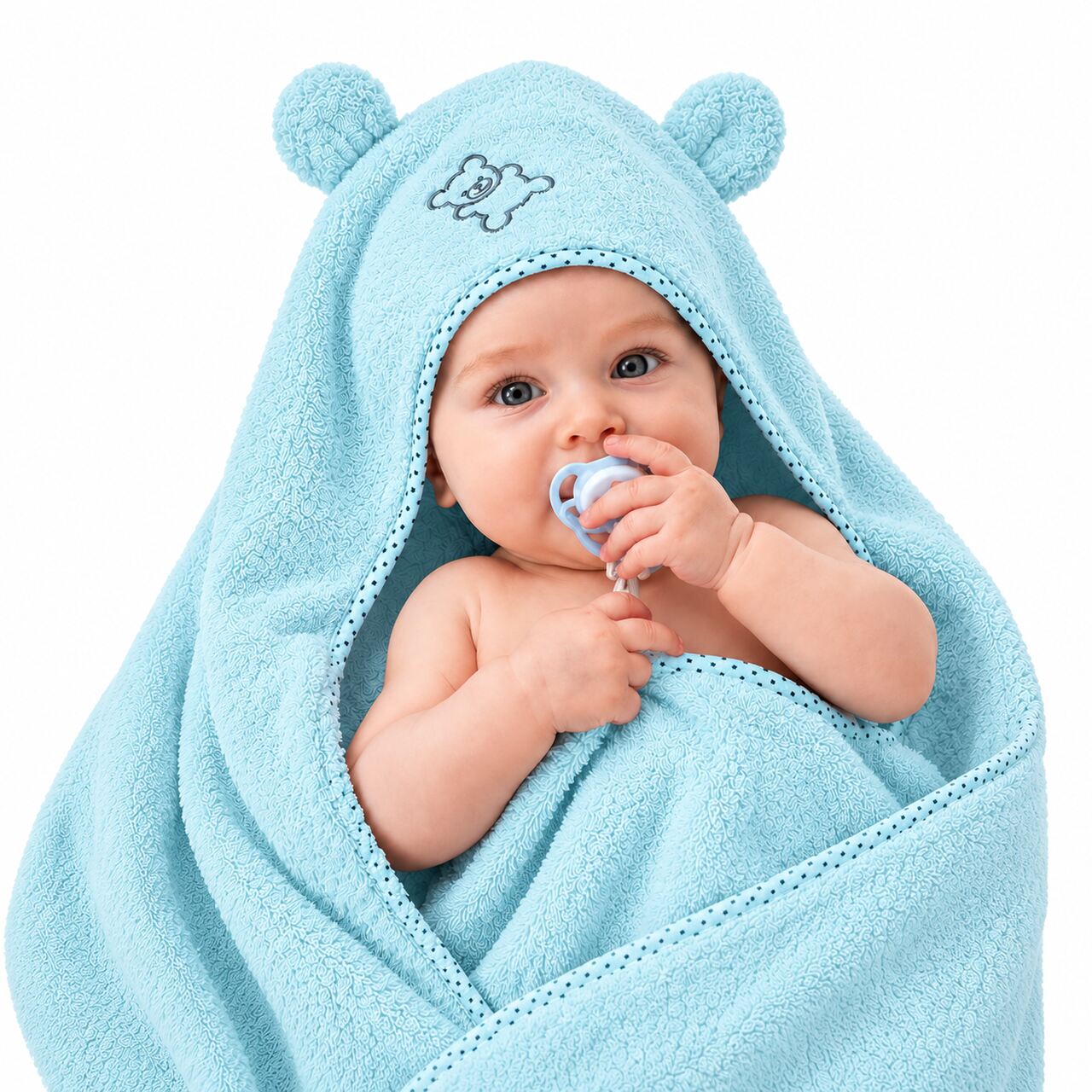 Baby Säugling Bademantel Frotte 100% Baumwolle blau 85x85 cm BOBILOV